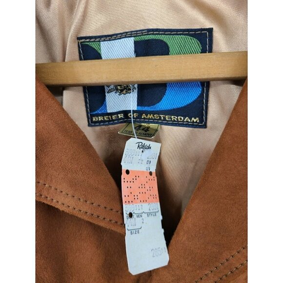 VTG Deadstock Breier of Amsterdam Suede Leather Jacket Mens 44 Brown Coat New - Picture 2 of 8